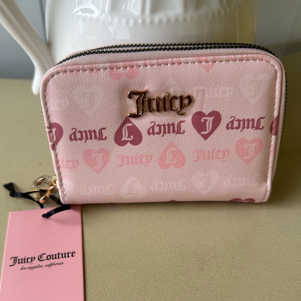 NWT Juicy Couture Blush Girls Just Wanna Have Fun Double Zip Around Wallet
